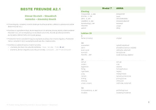 Beste Freunde nemecko-slovensk&yacute; slovn&iacute;k A2/1