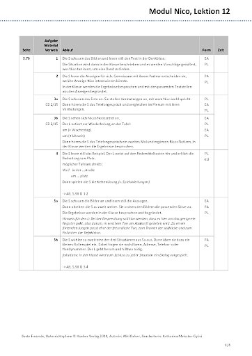 Unterrichtsplan