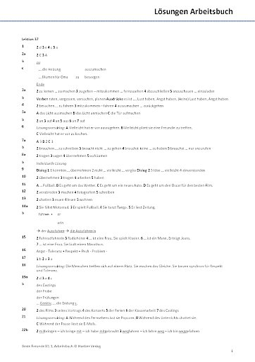 L&ouml;sungsschl&uuml;ssel Arbeitsbuch